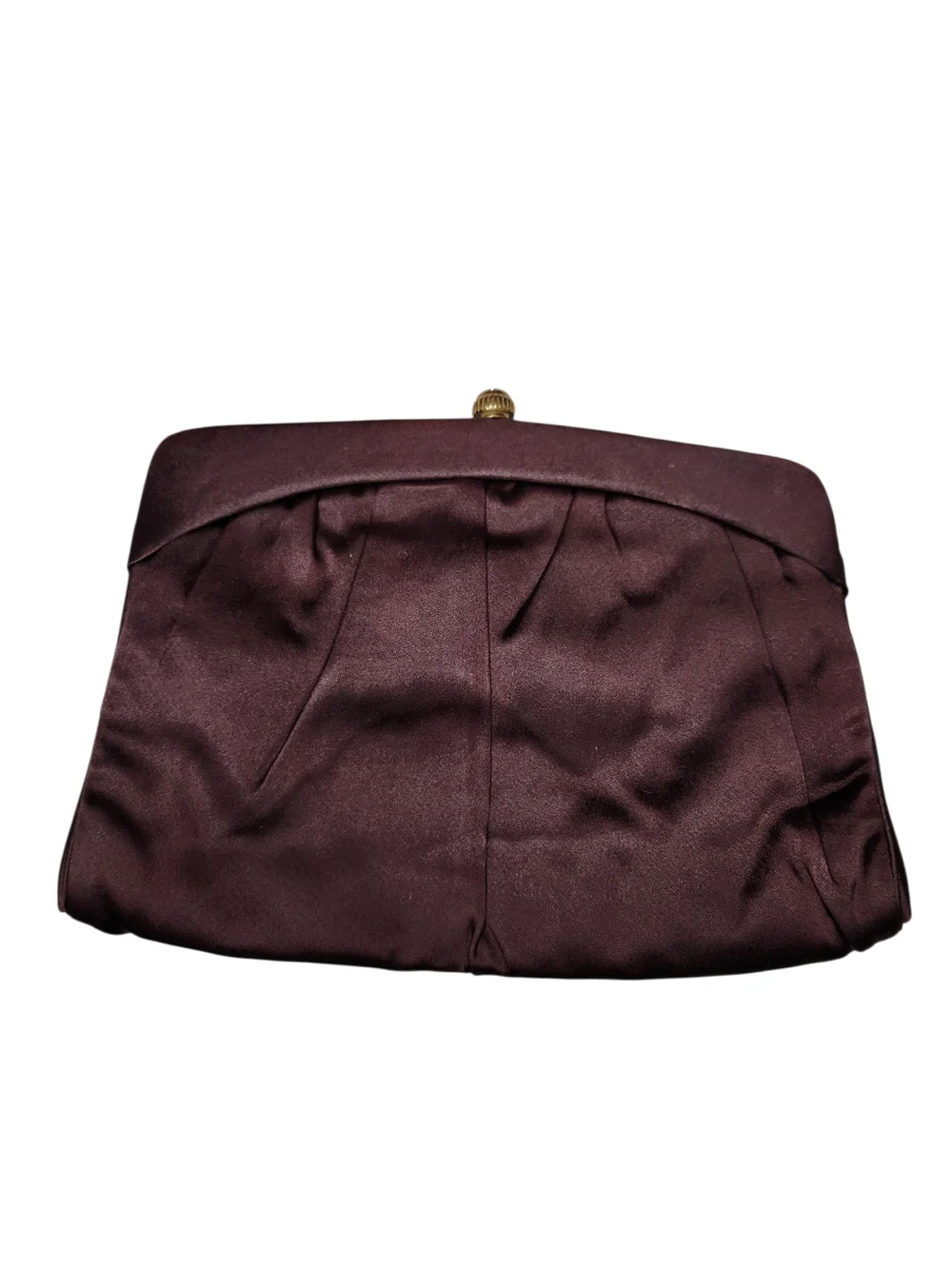Vintage 1950s Morris Moskowitz MM Brown Satin Rhinestone Evening Clutch